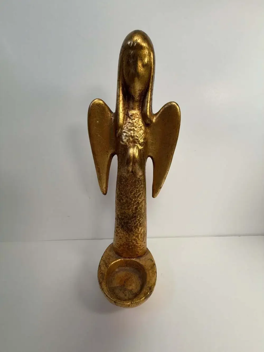 Vintage Gold Leaf Ceramic Angel Candle Holder